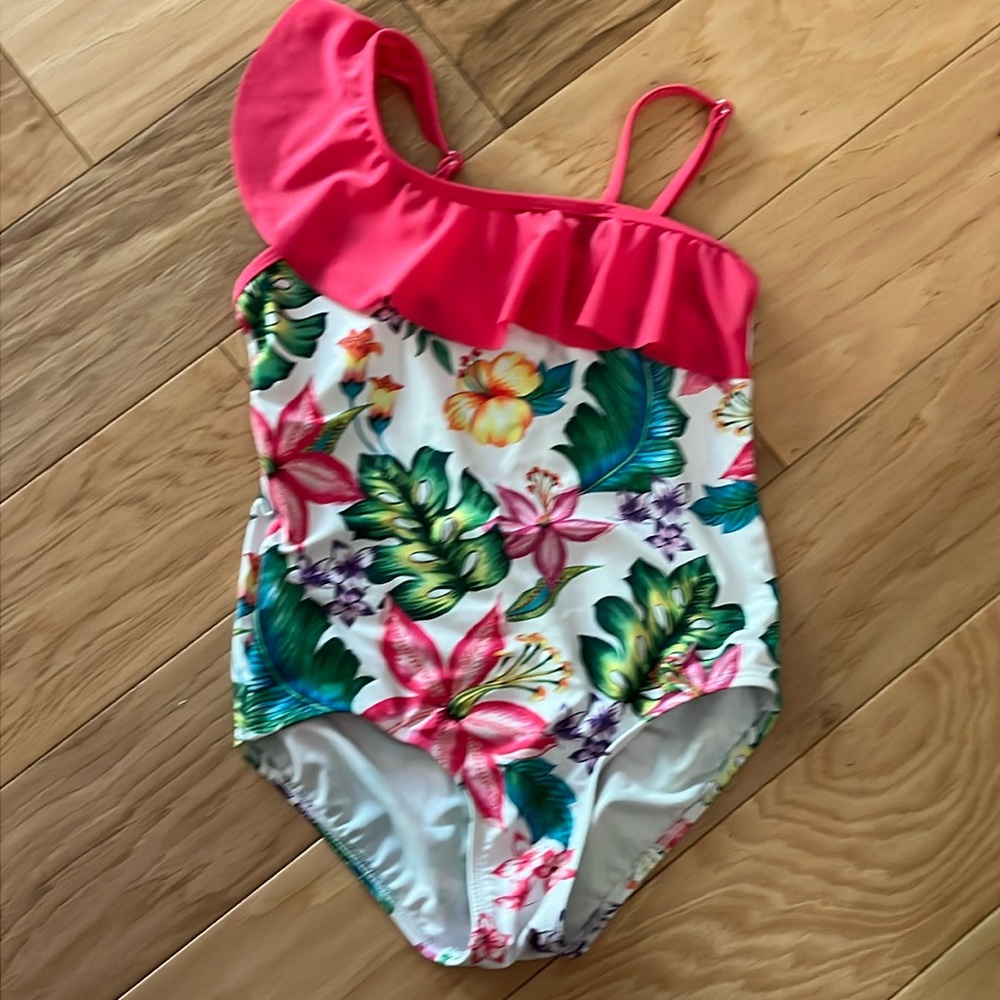 Tropical Print Girls Swimsuit Sz 10-12, NWOT - Never Worn